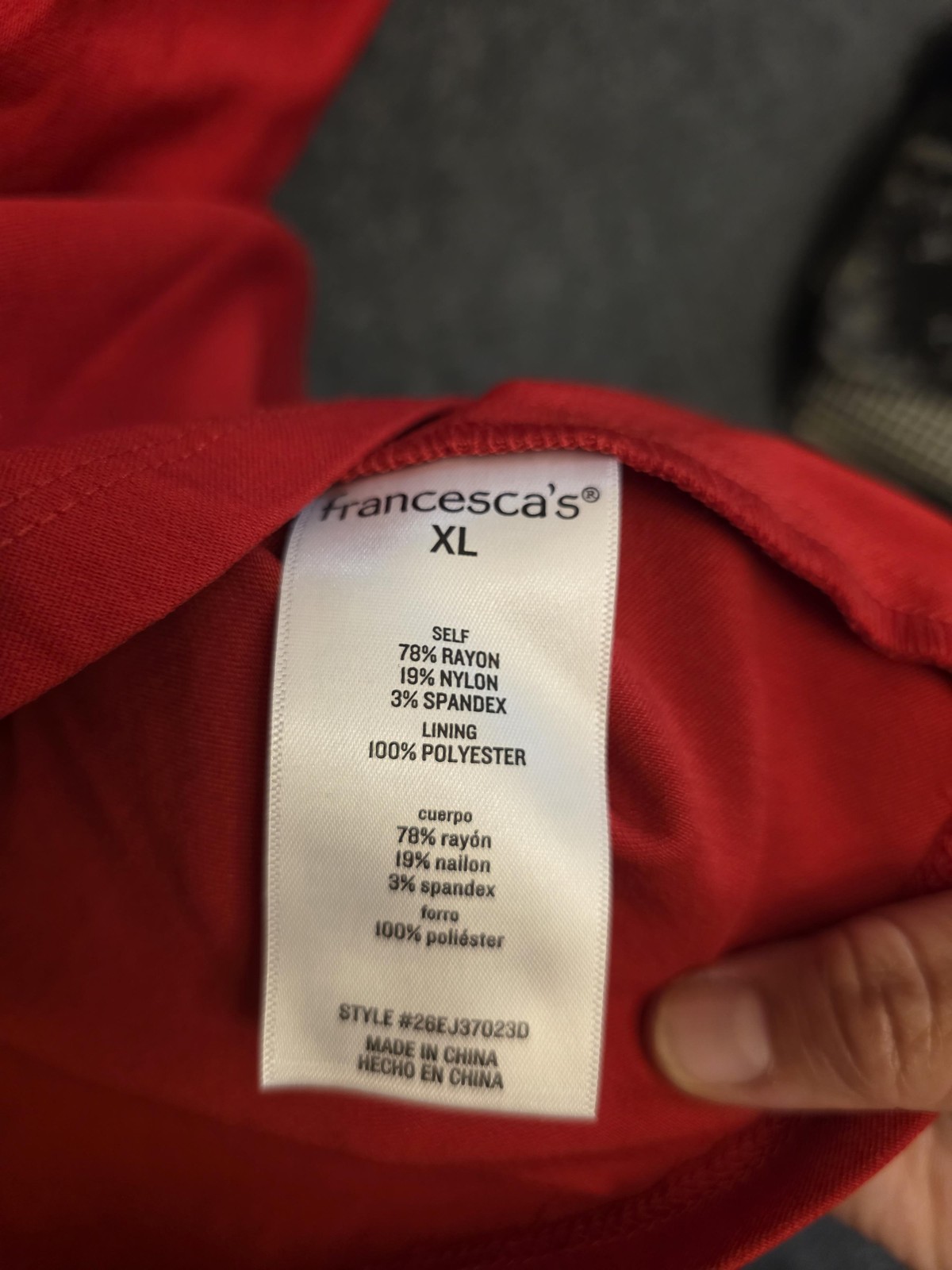 Francesca’s Dress Womens XL Red Rosette Strap Scoop Neck Sheath Mini Party