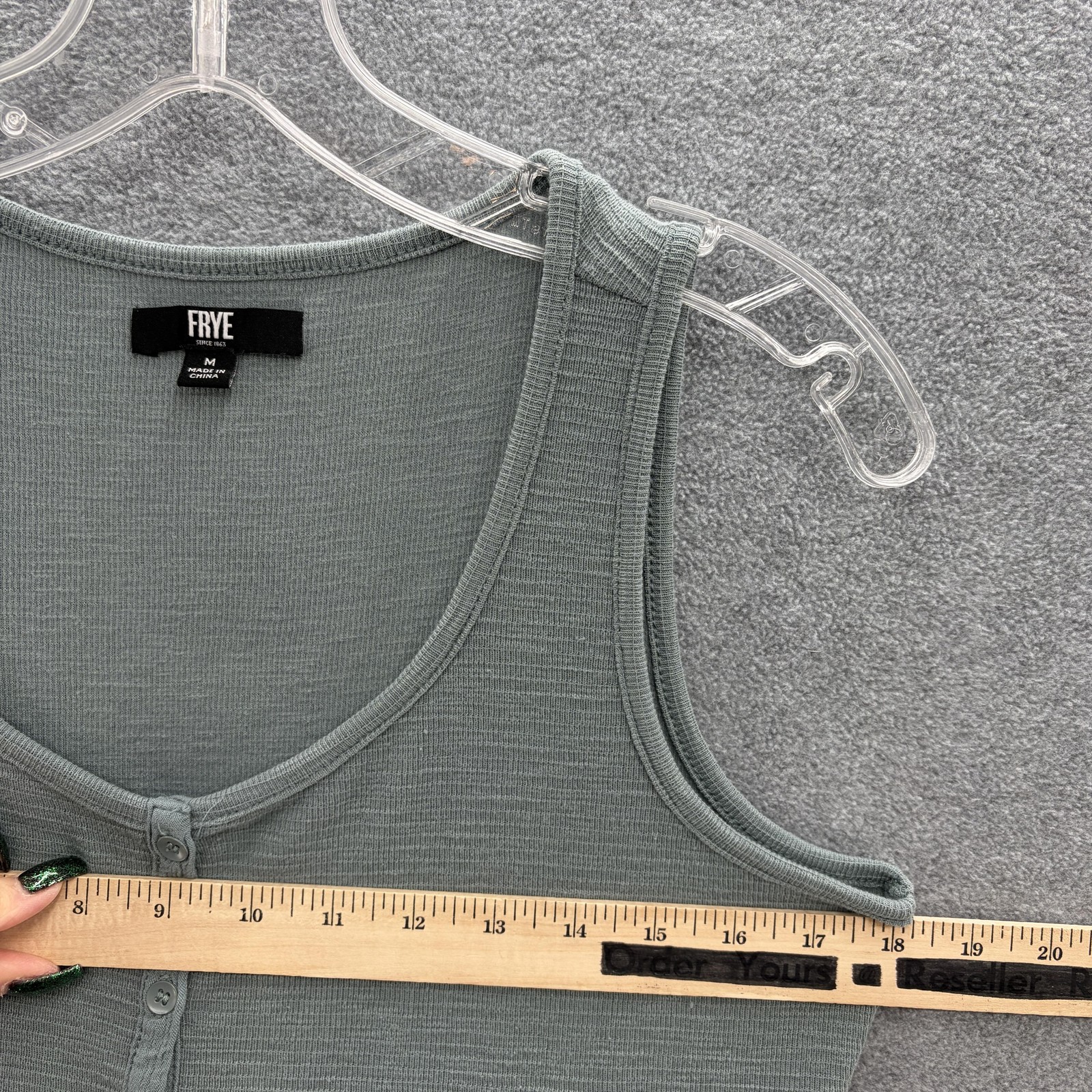 Frye Dress Medium Green Button Tank Jersey Boho Cottage Casual Relaxed Summer