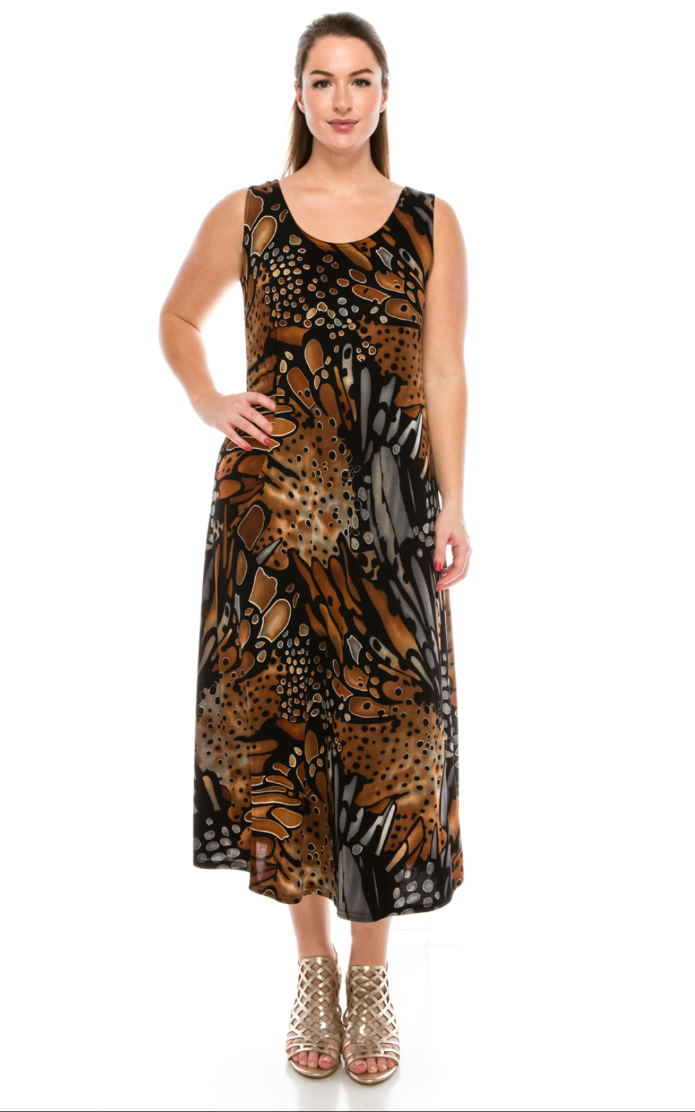 JOSTAR LONG TANK DRESS Stretch Poly Spandex Knit Black TRAVEL S M L XL 2X 3X