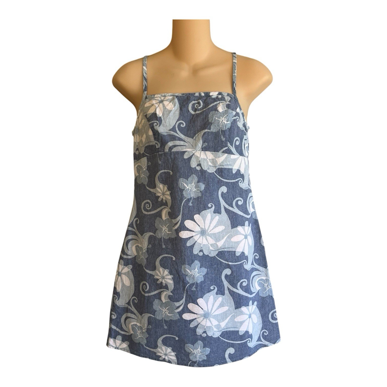 Charlotte Russe Vintage Baby Doll Sun Dress Size S Blue Floral Beachy Sheath