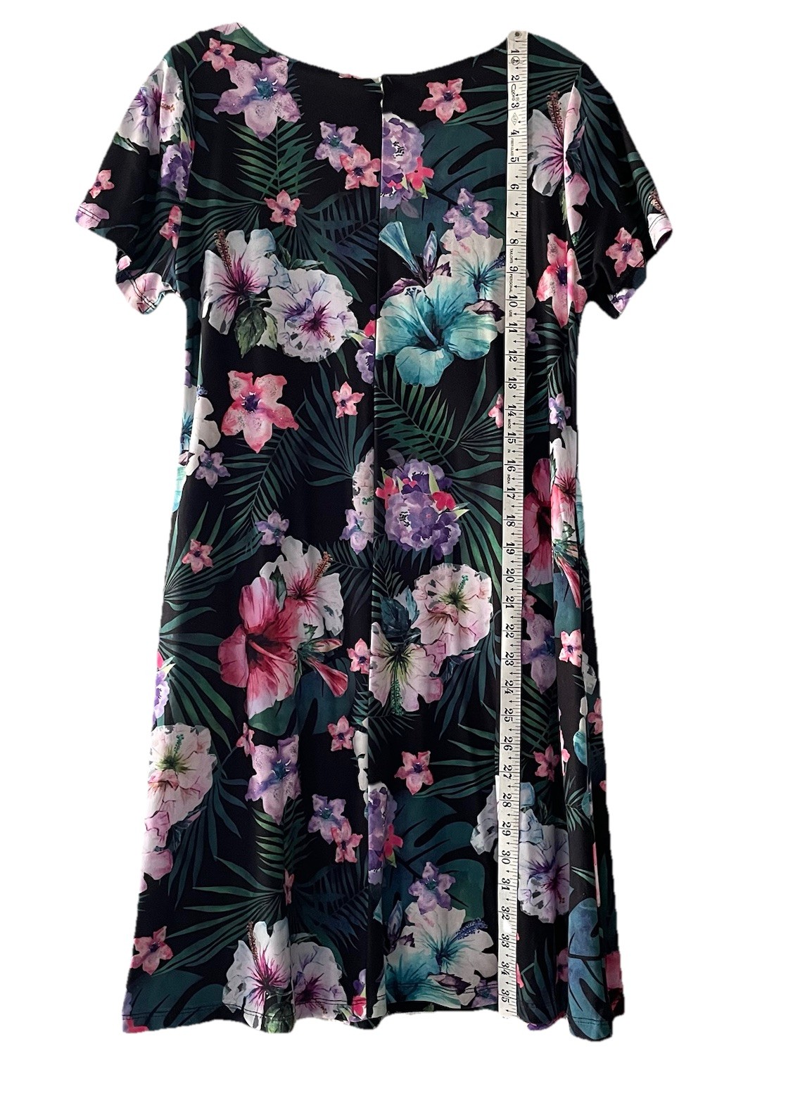 Yelete Women Size Medium Tropical Vibrant Floral Stretchy Beach Comfy Vaca Dress
