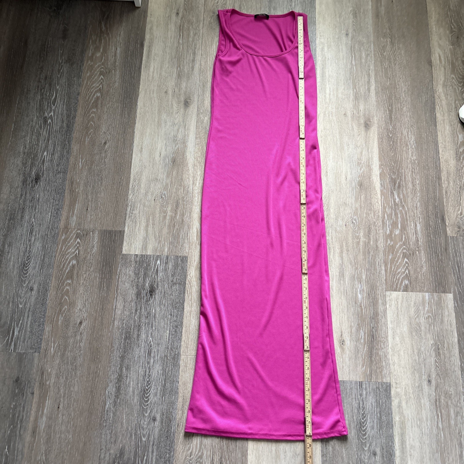 Micas Sleeveless Ribbed Body on Hot Pink Maxi Dress Size Medium Beachy Coverup