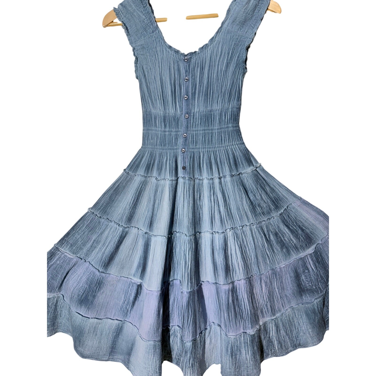 Mile Gabrielle Tie -Dye Smocked Tiered Sleeveless Sun Dress, Women’s Size S