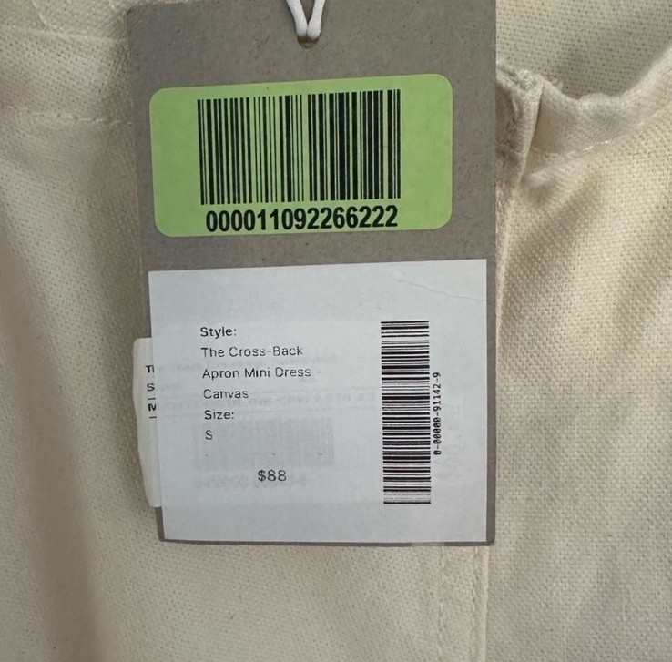 Everlane The Cross – Back Apron Mini Dress Ivory Size Small