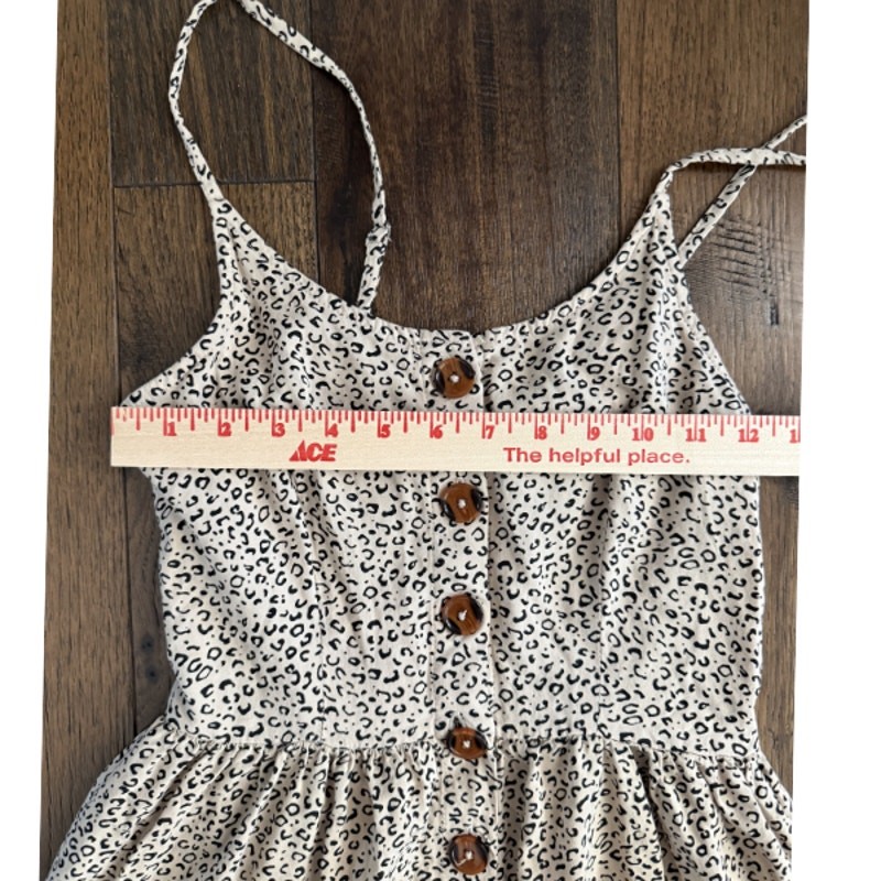Japna Cheetah Print Button Front Smocked Sundress Ruffle Hem Size S