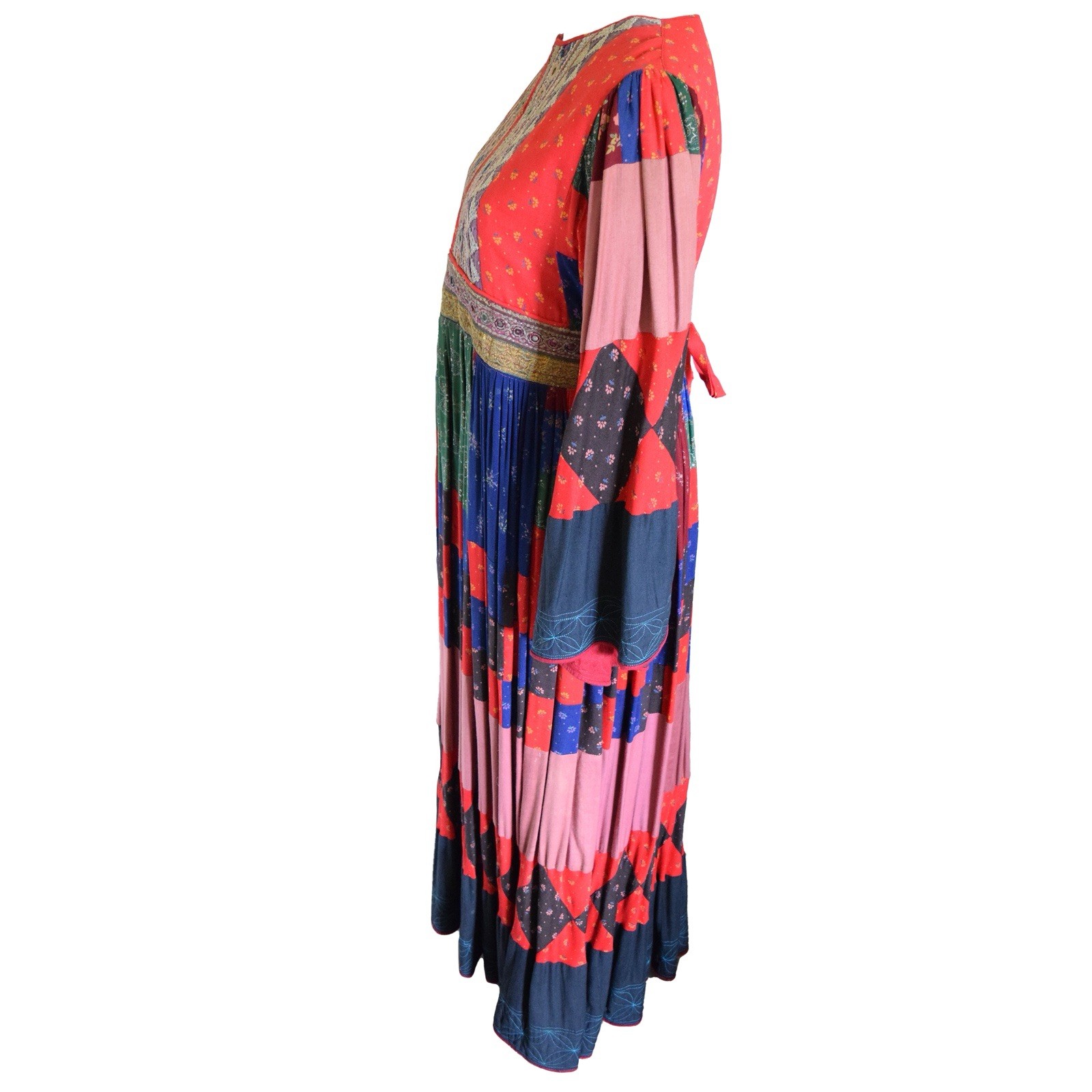 RARE AFGHAN VTG 1970s Kuchi Patchwork Dress Embroidered Boho Collector’s Piece