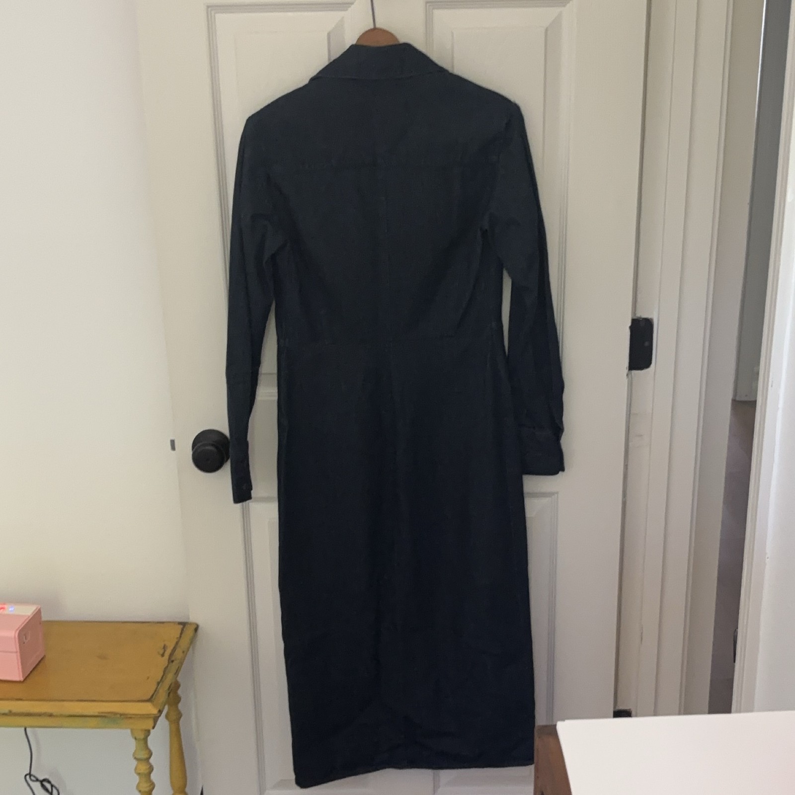 Zara Dress Medium Dark Denim Midi Length Zipper Office Fall