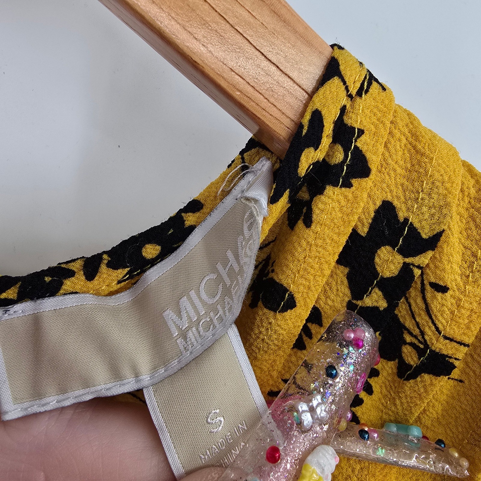 MICHAEL Michael Kors Womens Yellow Floral Butterfly Midi Dress Size Small