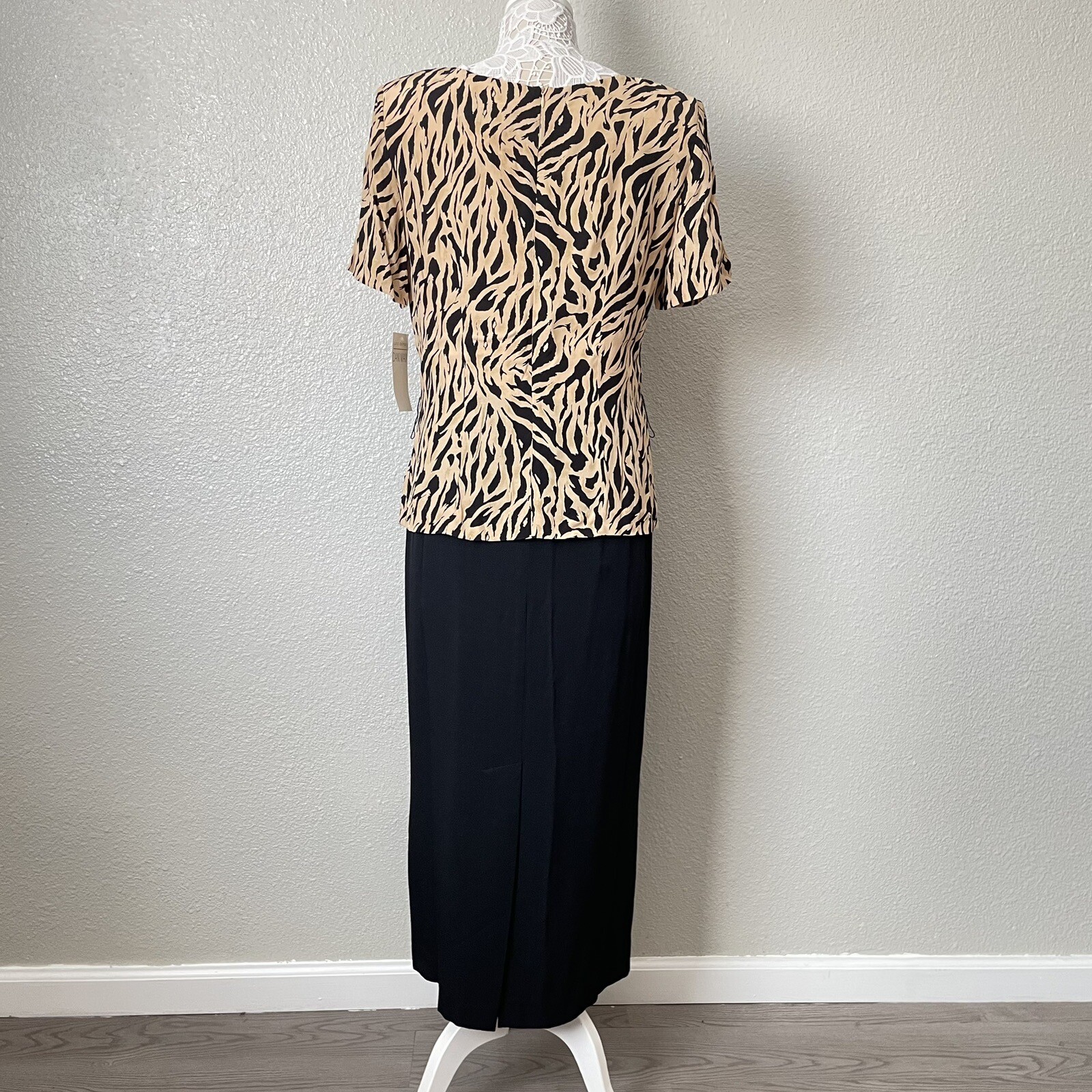 Lois Snyder Dani Max Tiger Office Evening Maxi Dress 90s 80s Vintage Modest 12