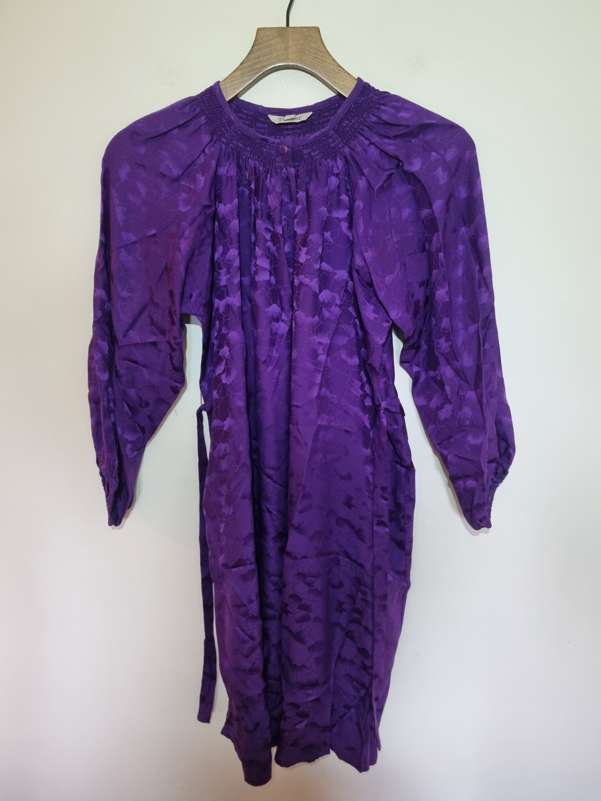TUCKER by Gaby Basora Silk Jacquard Classic Tunic Dress Purple Size Petite P