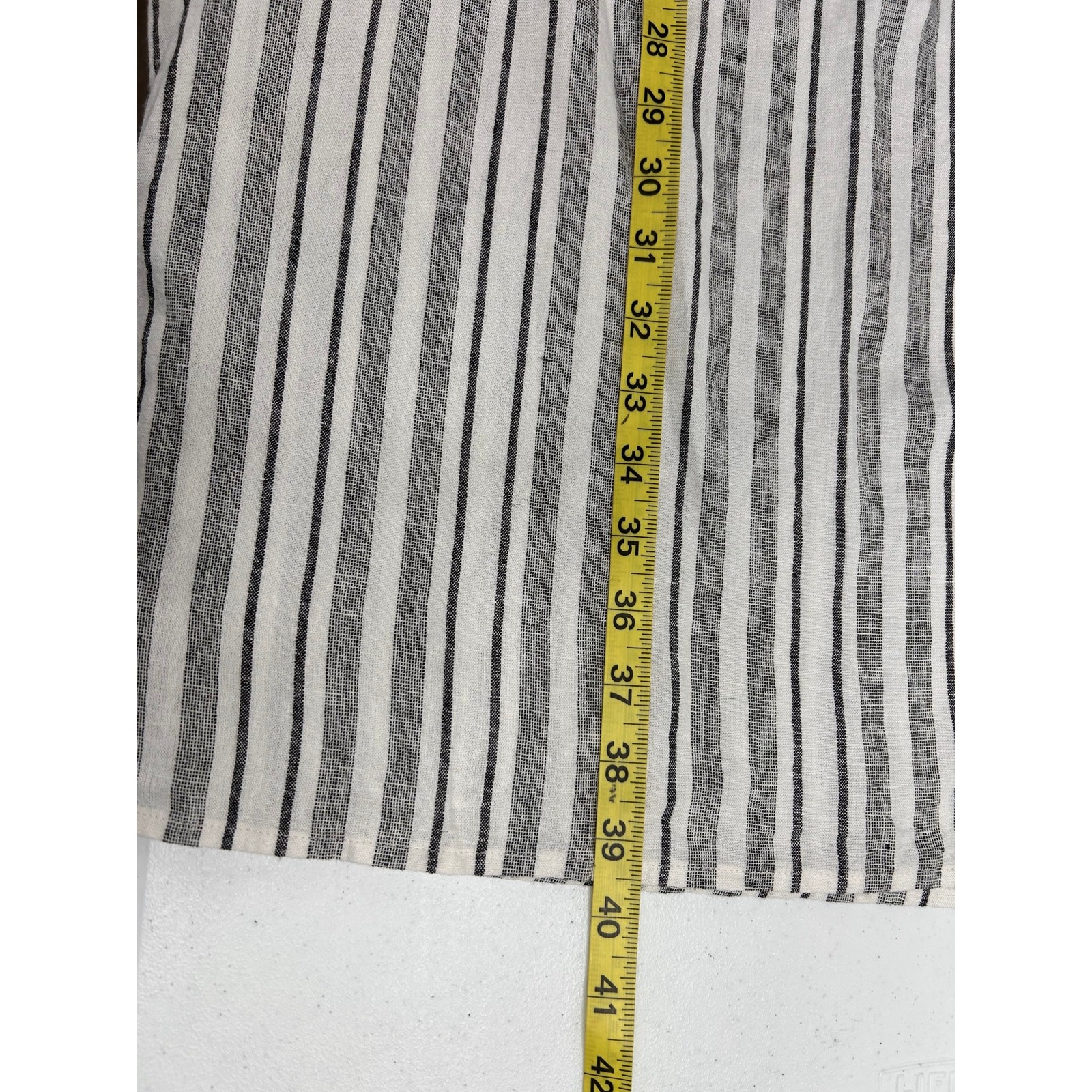 Terra&Sky Linen Blend Striped Shift Dress 1X Flutter Sleeve Beach Resort Neutral