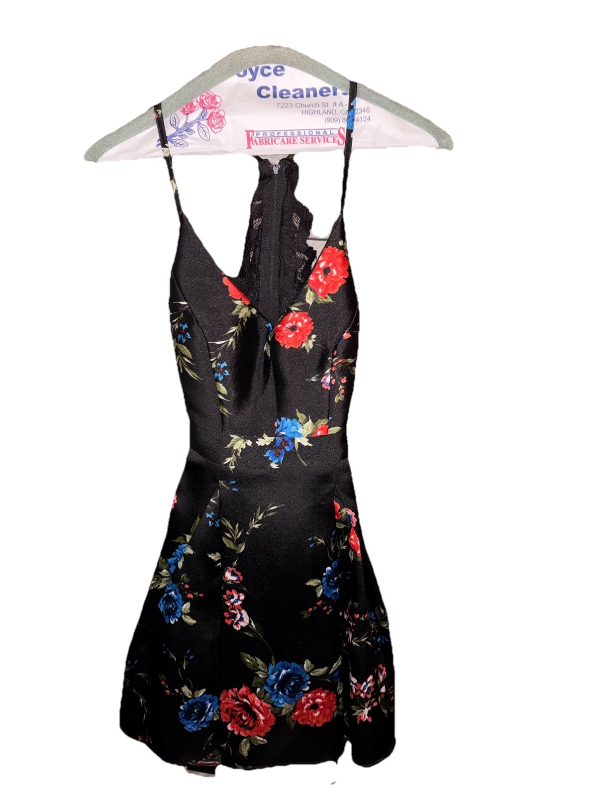 Floral Back Lace Dress Cute Waist V-cut Short Dance Size 3
