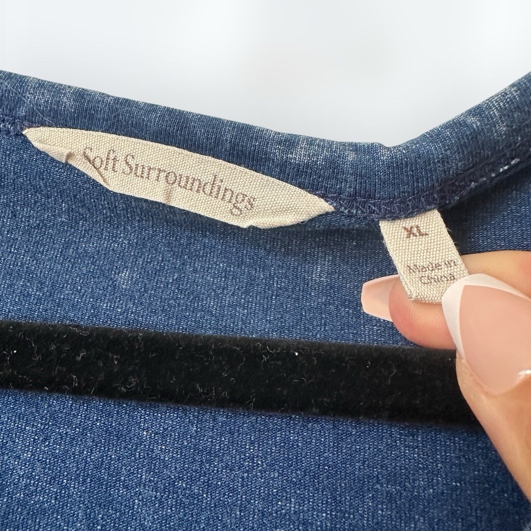 Soft Surroundings dark blue chambray style long maxi dress Long sleeve XL
