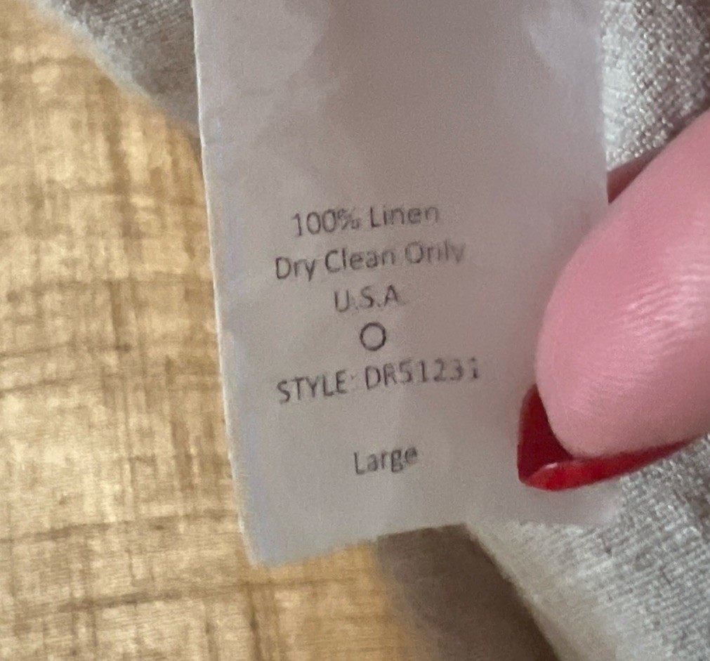Pink Blush Oatmeal 100% Linen Off Shoulder Dress, Beach Cover, Pockets Size LRG