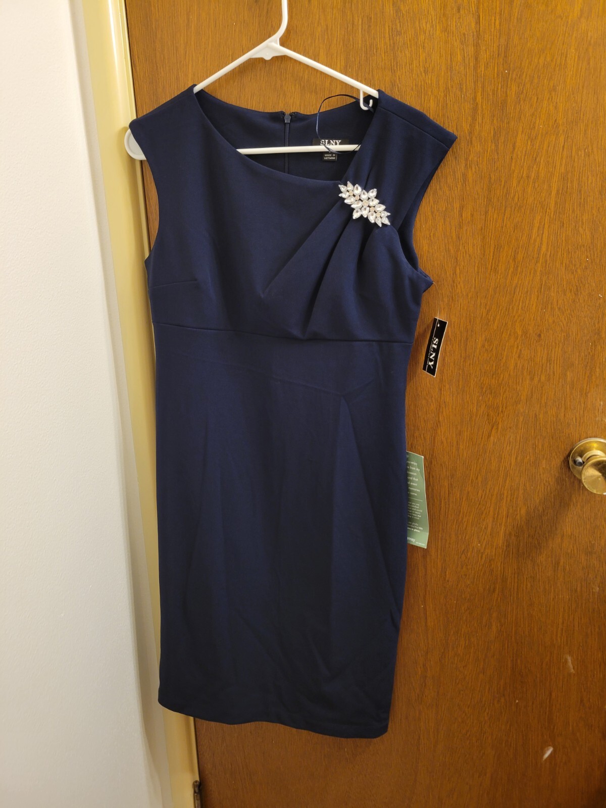 Slny Sl Fashions Womens Size 8 Navy Dress Embellished New Nwt Wedding Guest