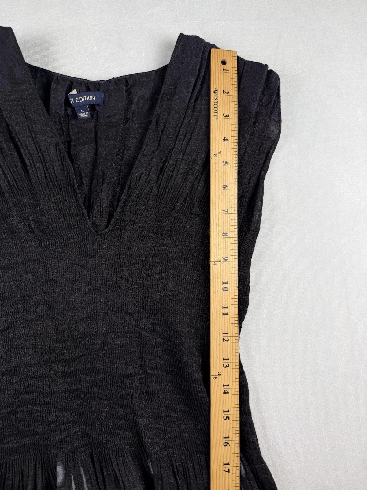 Max Edition Embroidered Crinkle Dress L Black Whimsigoth Y2K Stretch Sleeveless