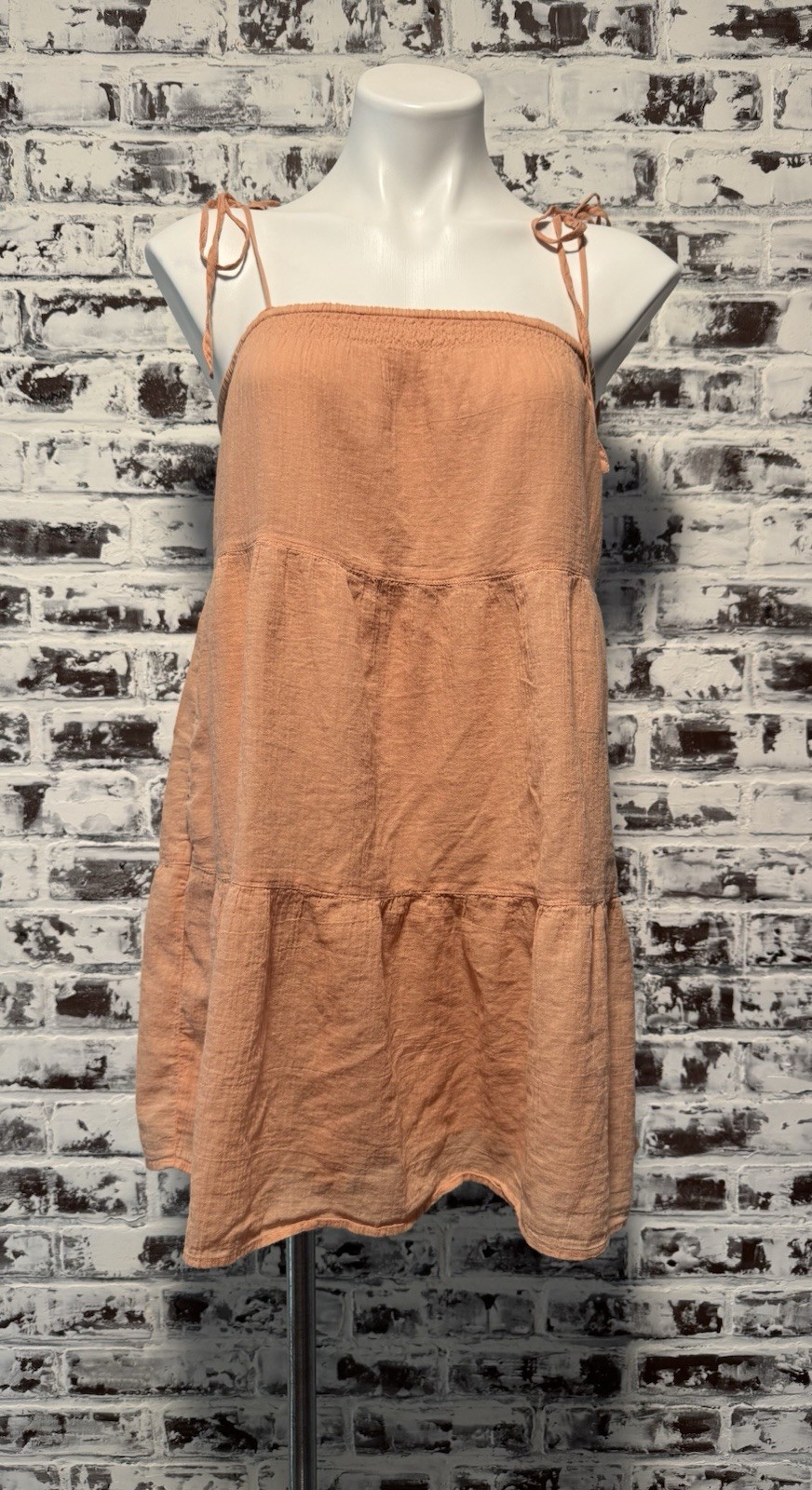 Abercrombie & Fitch Peach Trapeze Mini Dress Lined Lightweight Tie Straps Medium