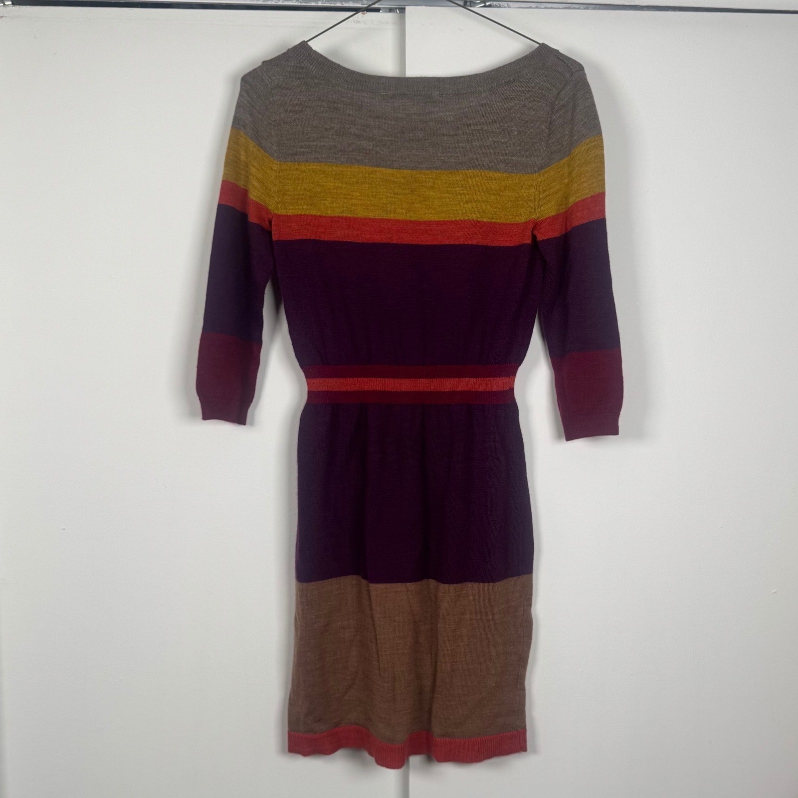 LOFT Petites Wool Blend Striped Sweater Dress Multi Color Long Sleeve SP