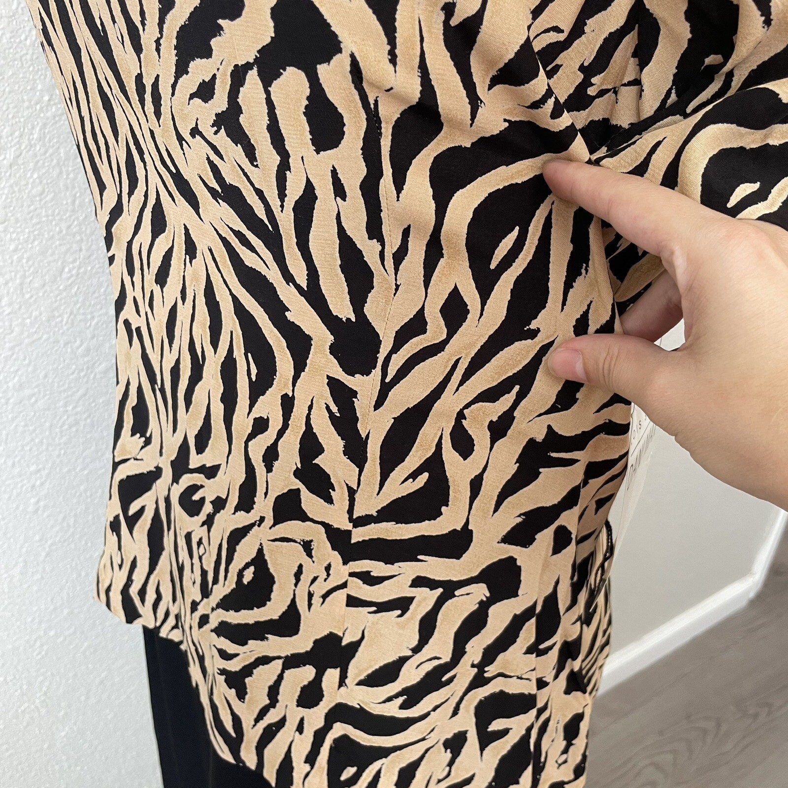 Lois Snyder Dani Max Tiger Office Evening Maxi Dress 90s 80s Vintage Modest 12