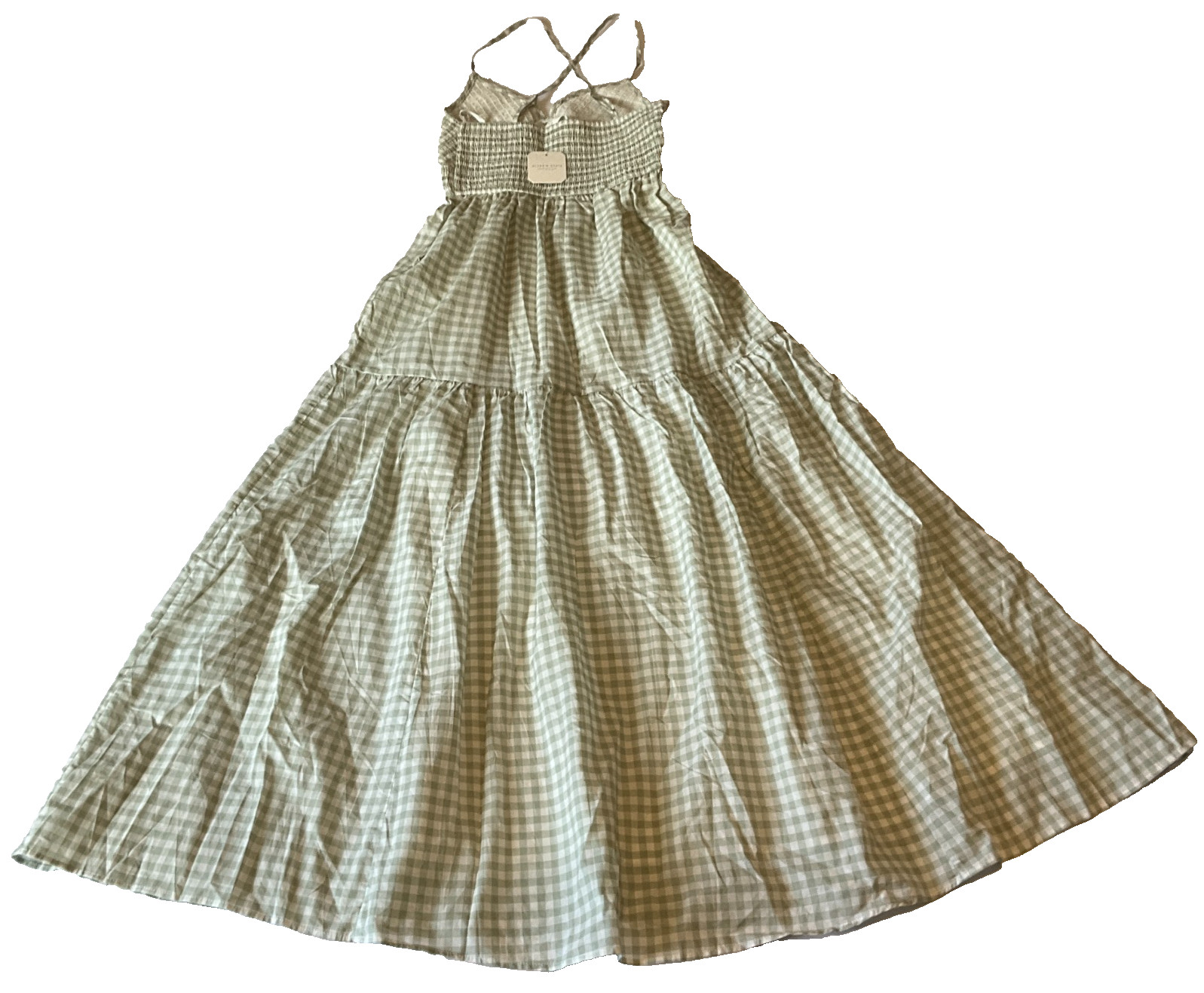 Altard State Maxi Dress Womens Size S Green White Spaghetti Straps Lined Stretch