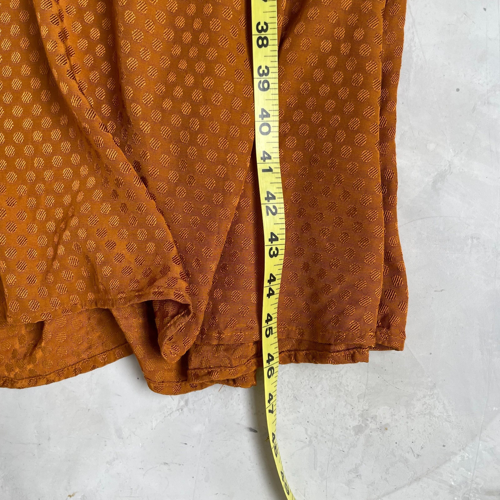 Sanctuary Empire Waist Midi Dress Size 2 Mustard Polka Dot Quiet Luxury Office