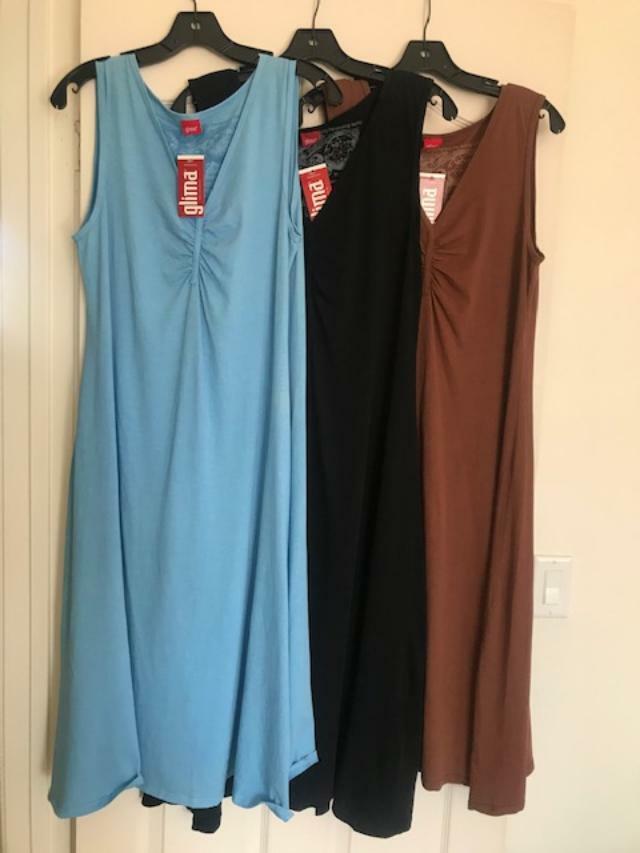 NTW Glima Knit Women’s Pinched V-Neck Dress Sleeveless Cotton in various colors