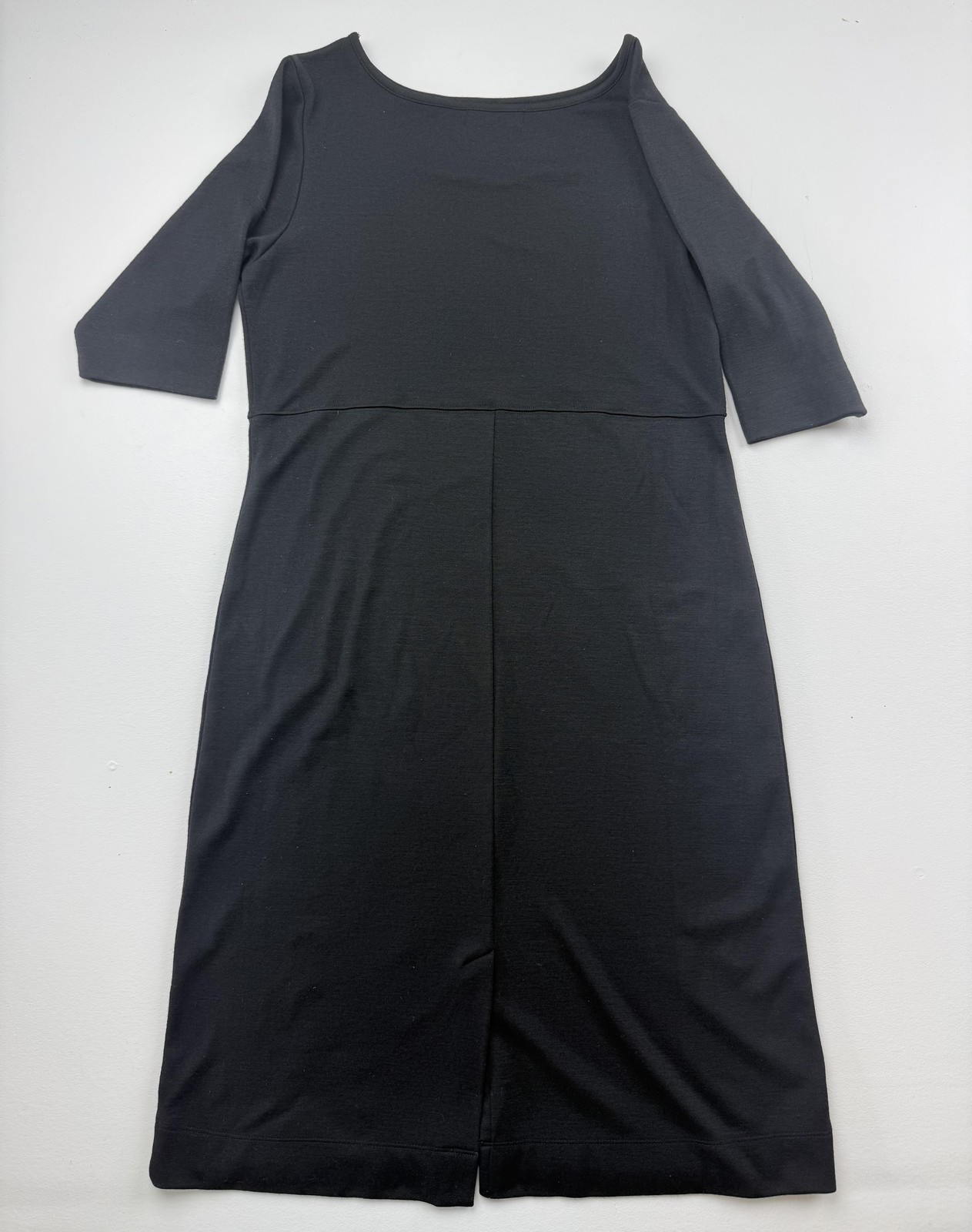 Eddie Bauer Dress Womens Medium Black Wool Knit Half Sleeve Sheath Knee Length