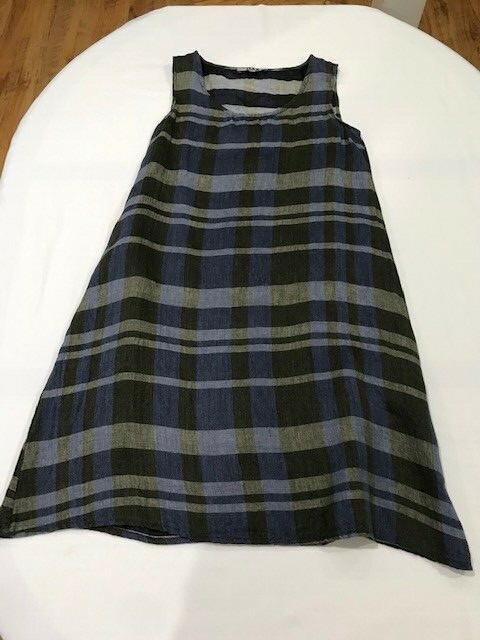 Flax Lithuania S Blue Combo Color Block Stripe Linen Dress Harmony Collection