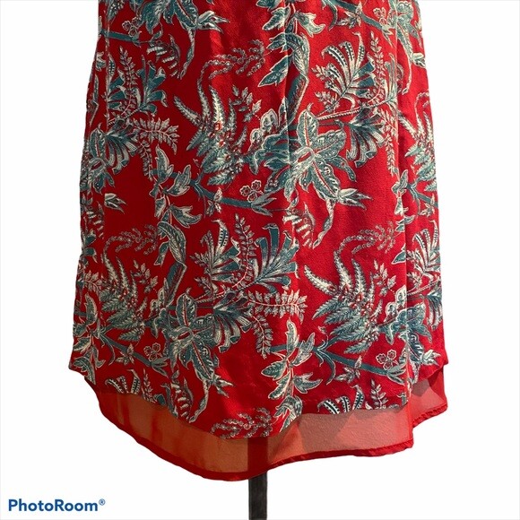 LOFT XS one shoulder dress lightweight lined shift side zipper extra small red
