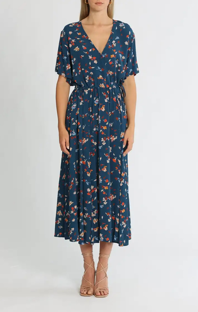 Kate Sylvester Falling Flowers Midi Dress High Tea Size 12 AU Preloved