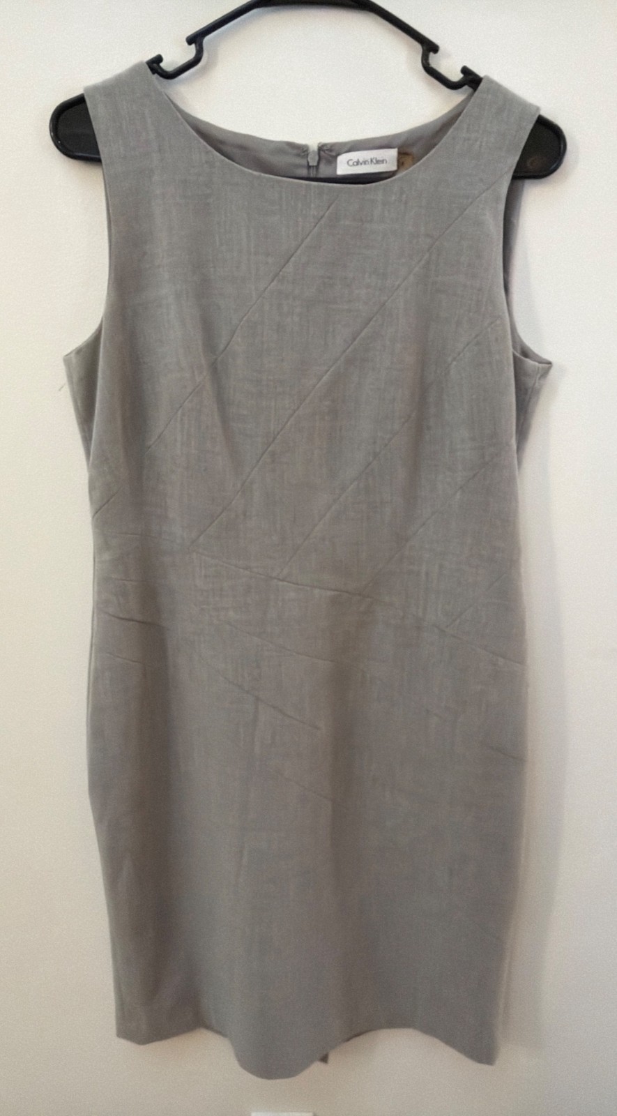 Calvin Klein Gray Sleeveless Sheath Dress Size 8 Polyester Blend Professional We