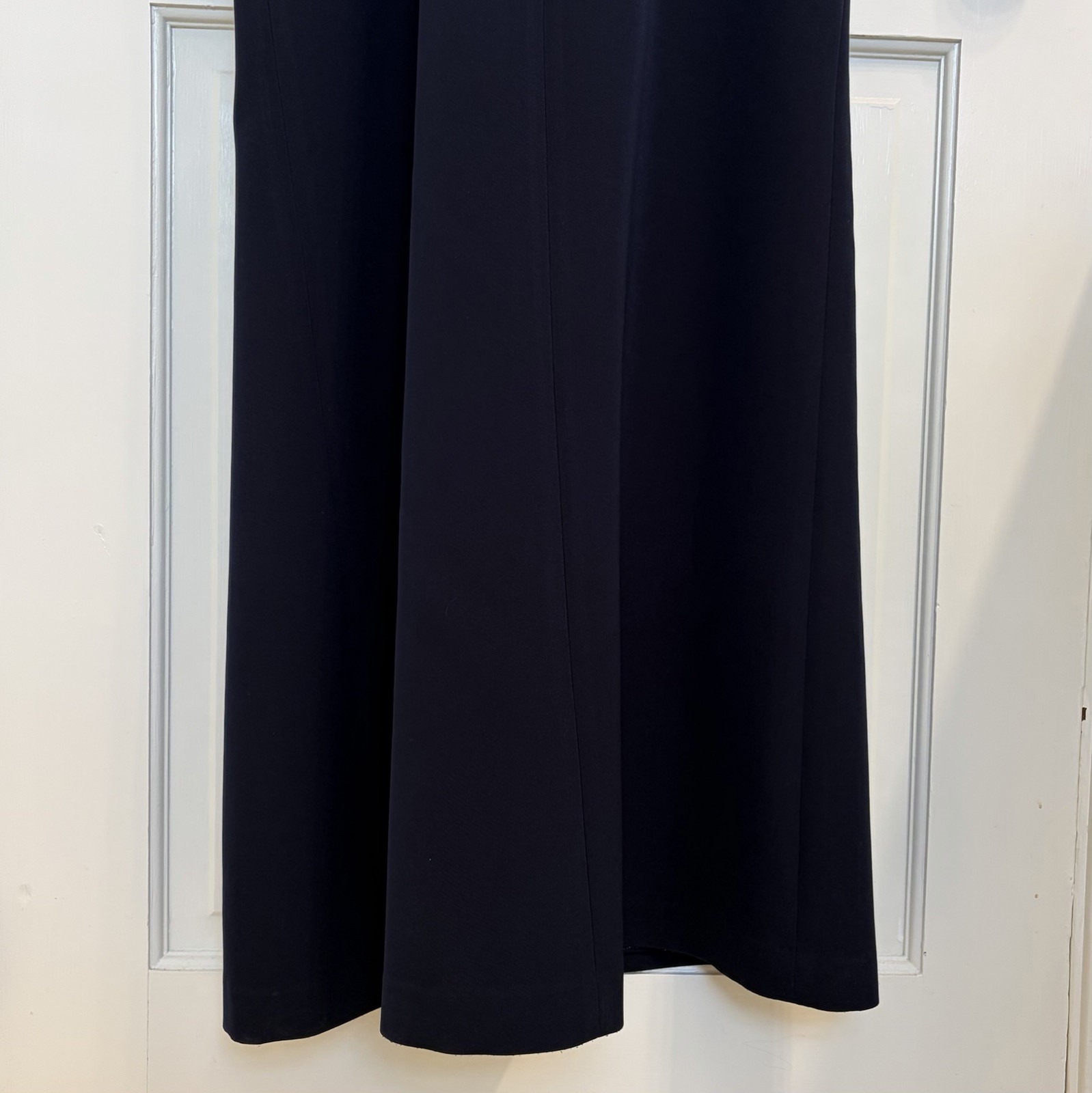 Eliza J Ruffle Front Gown Navy Blue Sleeveless Evening Dress Size 4 – Hemmed