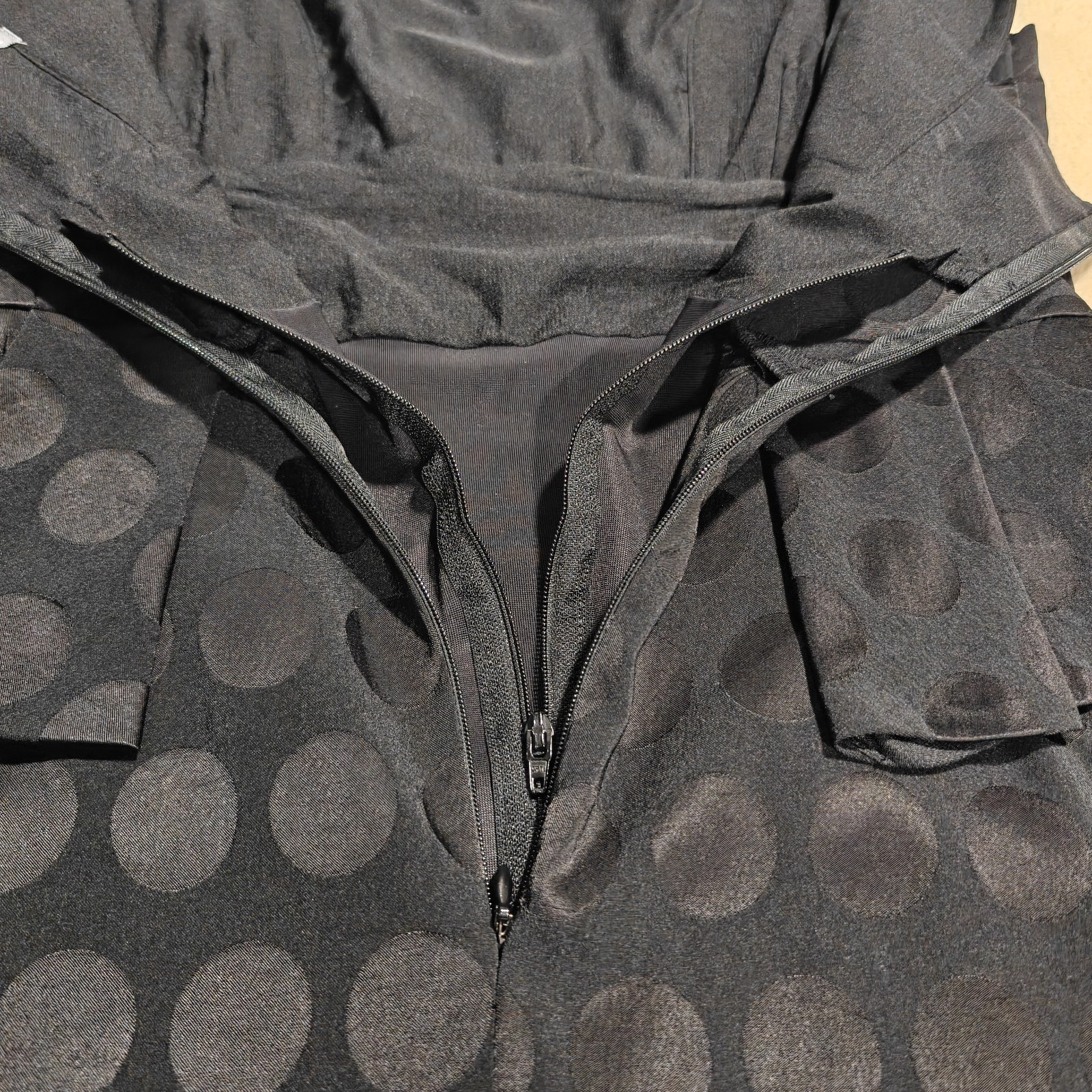 Size 12 M&S Marks and Spencer Black Polka Dot Peplum Pencil Formal Dress