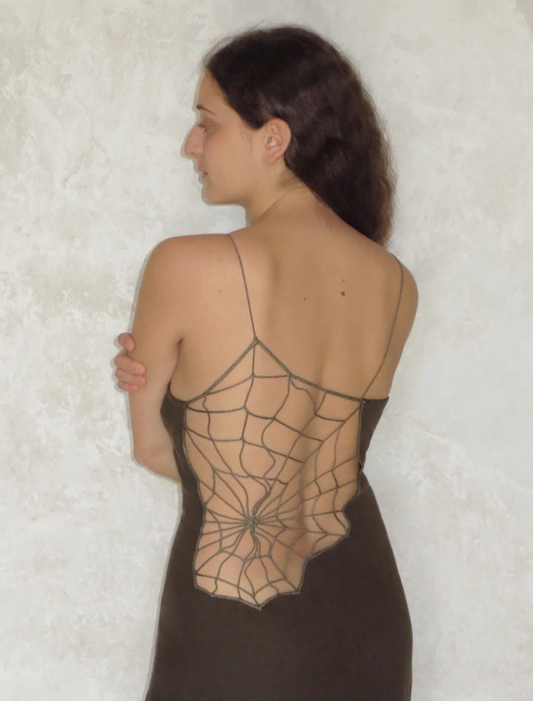 Palomawool Elegant Backless Dress – Sexy Slim Fit Spider Web Long Dress