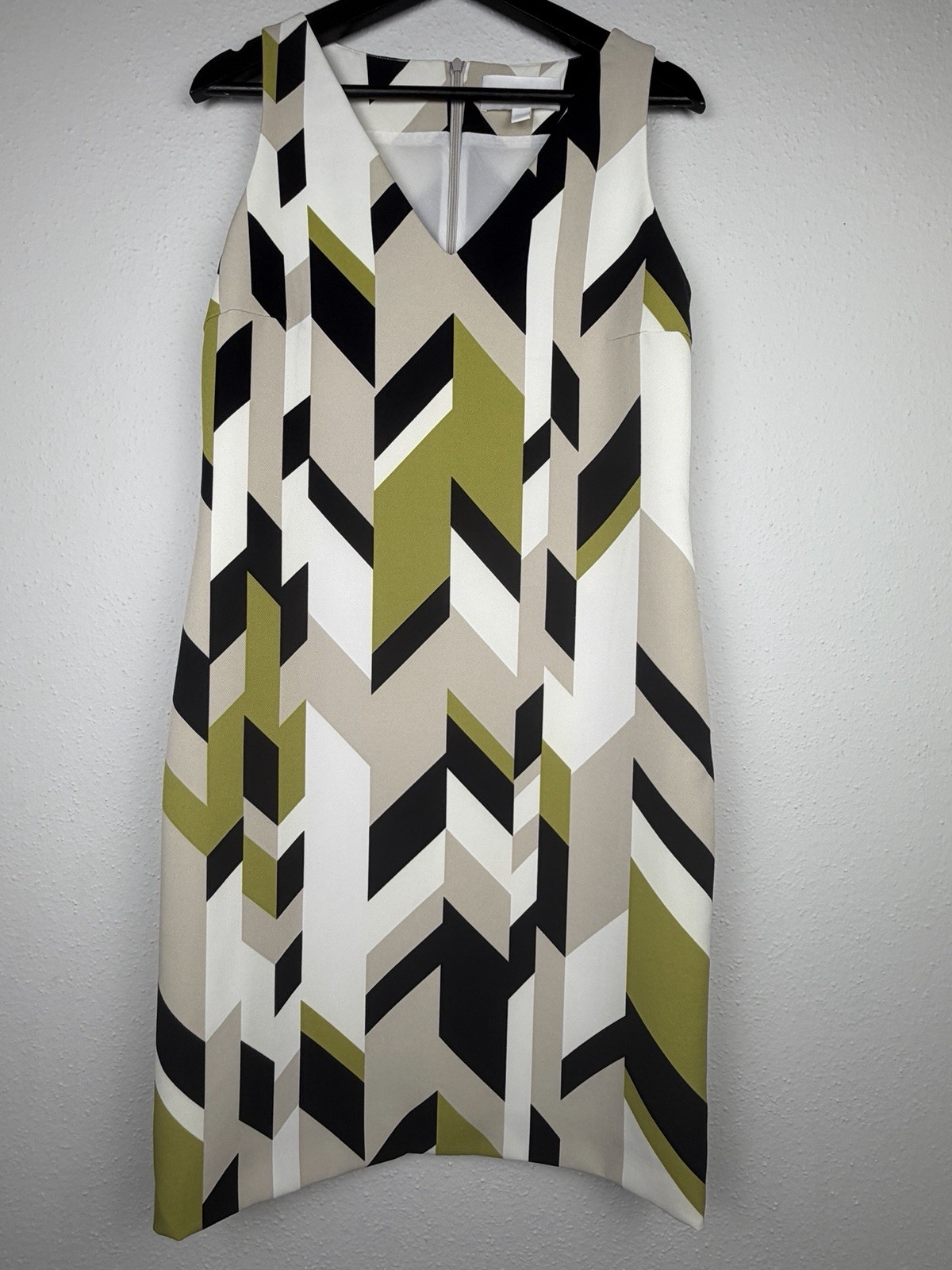 Boss Hugo Boss Women Sheath Dress Multicolor V Neck Sleeveless Zip Size 6