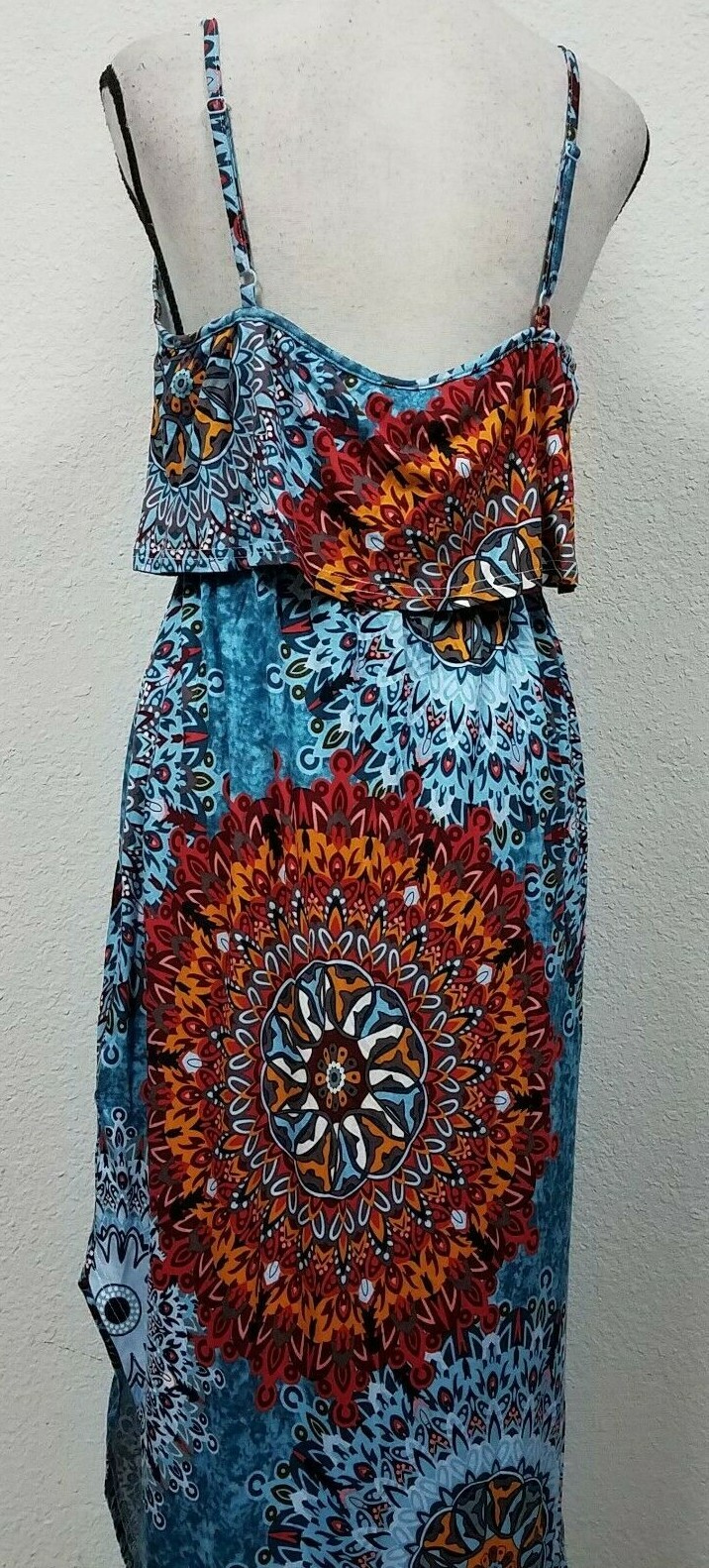 LILBETTER Women’s Adjustable Strappy Split Casual Midi Dress, Flower Mix Blue, M