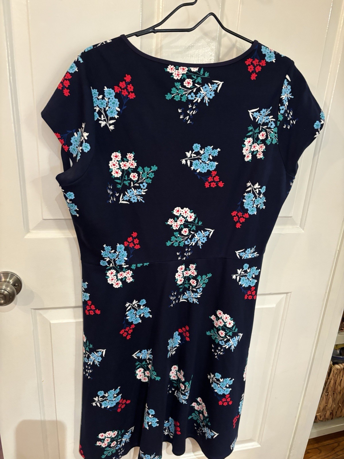 Draper James Women’s Cap Sleeve Dark Blue Navy Floral Slip-On Dress Size 1X