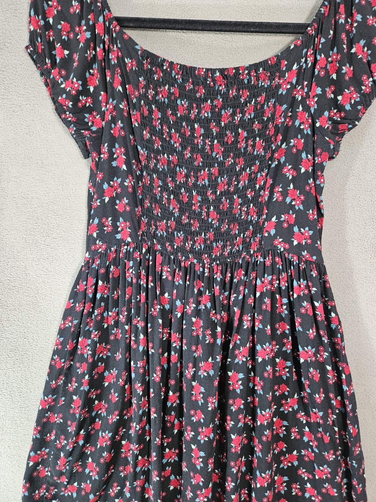 Aeropostale Medium Mini Dress Whimsy Goth Renaissance Black Red Floral Sweethear