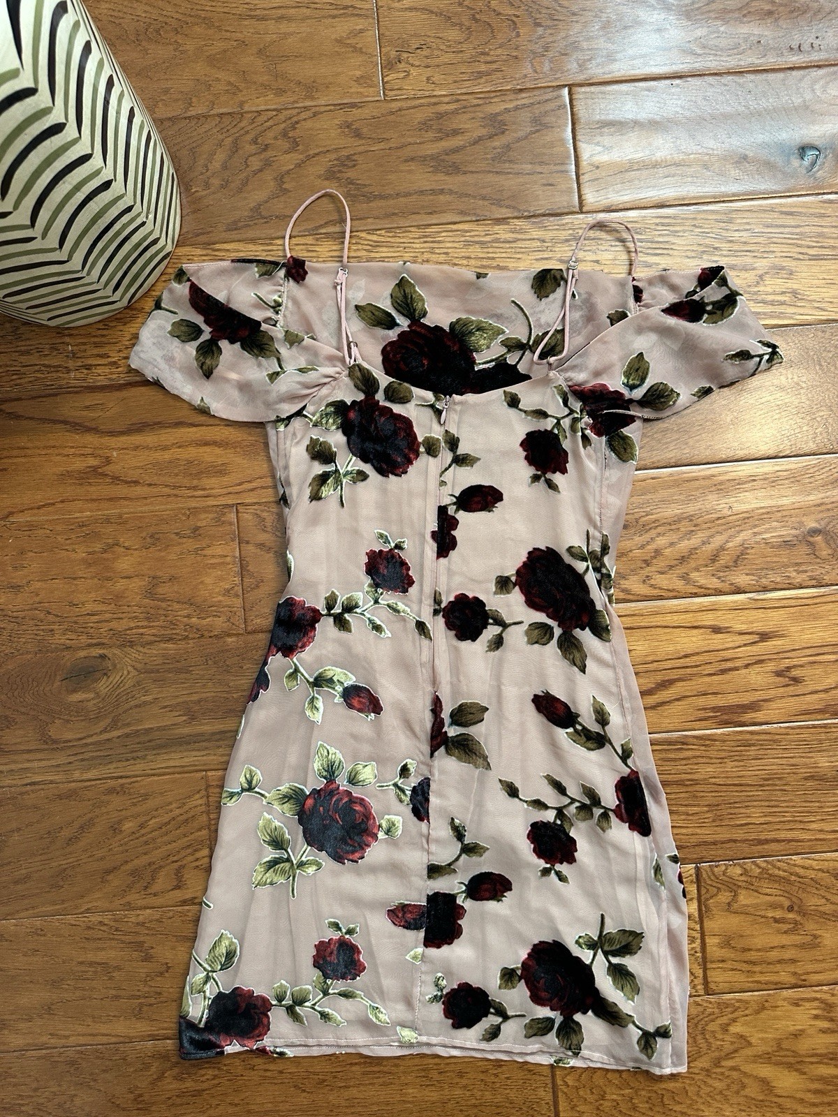 Vintage Style Muse Blush Pink Burnout Velvet Floral Mini Slip Dress Y2K Size US2
