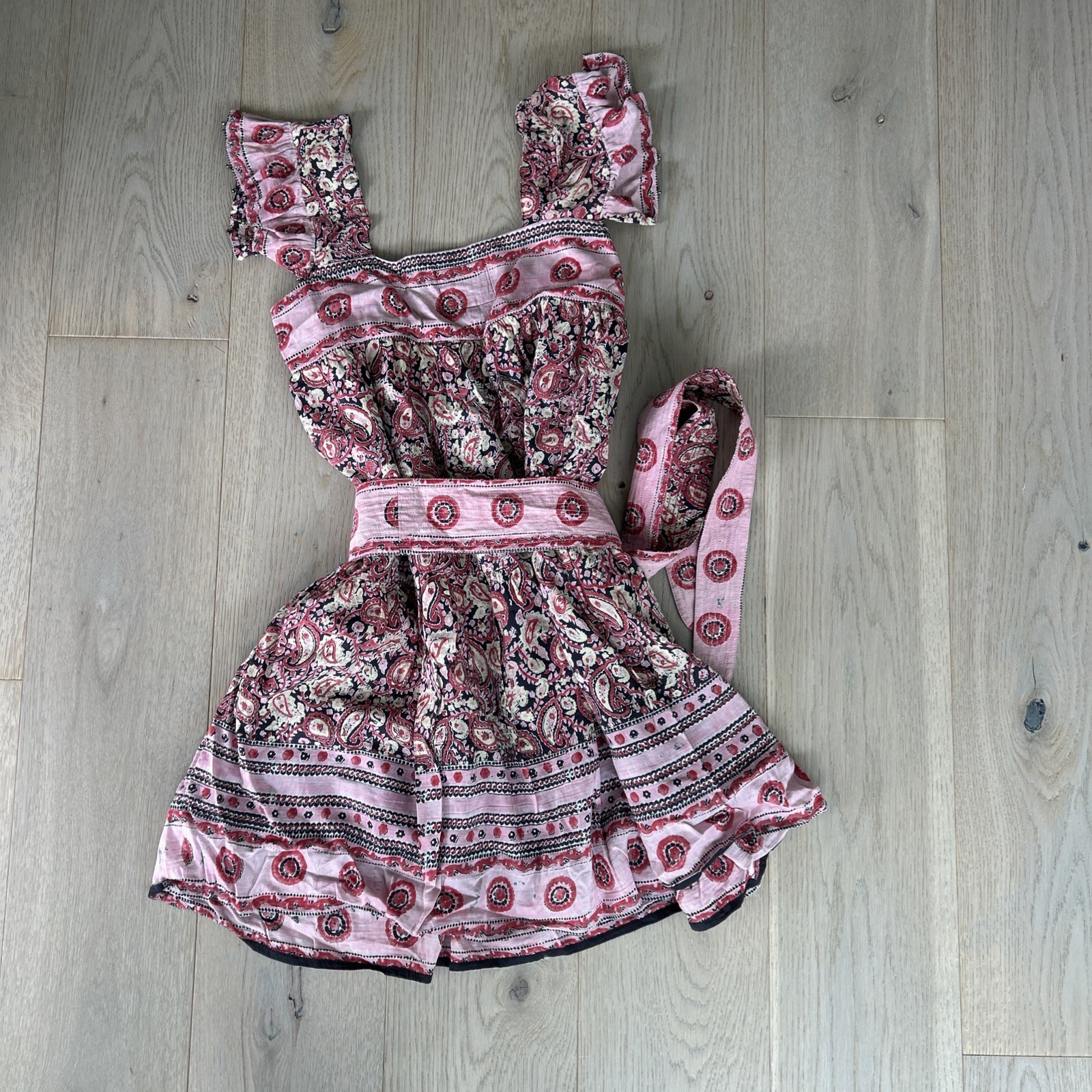 Bell By Alicia Bell Pink and Black Silk Cotton Mini Dress Block Print Small