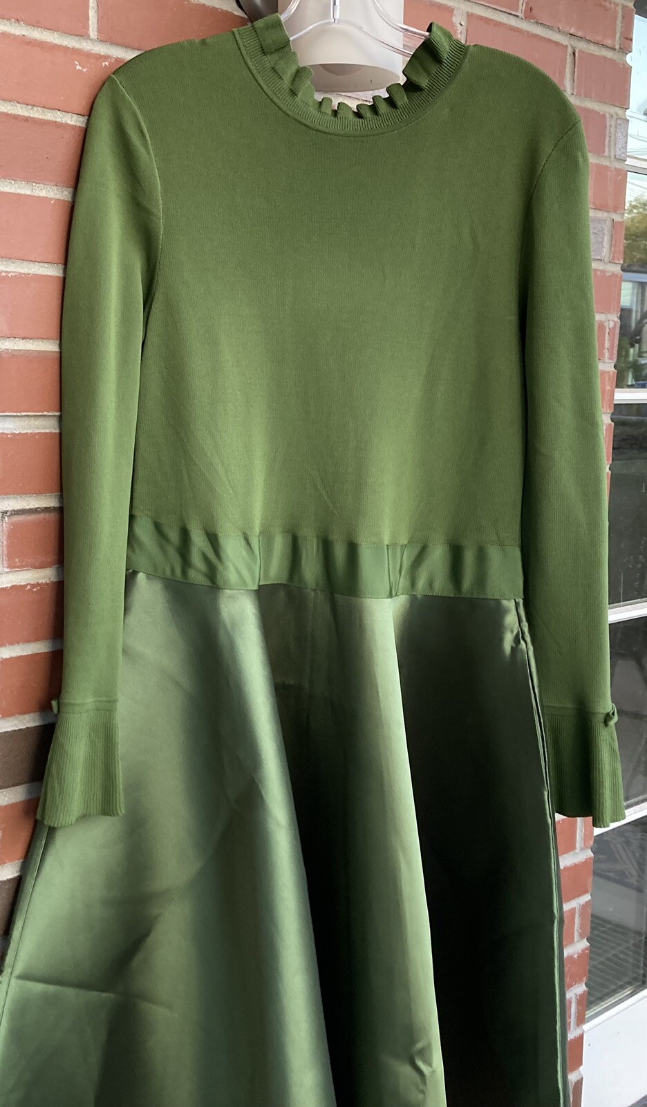 Ted Baker Zadi Knitted Frill Full Skirt Dress Sz 5 /US 12 Dark Green NWT