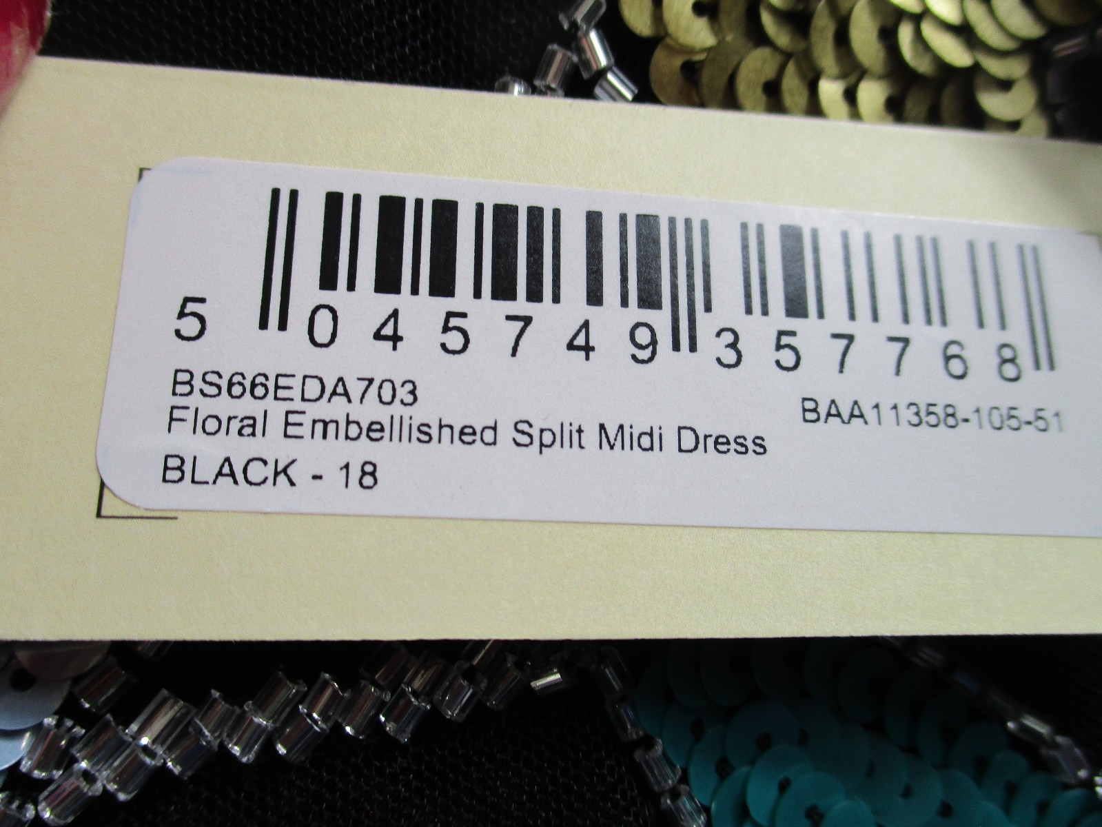 -NWT Oasis Floral Embellished Split Midi Dress Sequin Black Sz 14