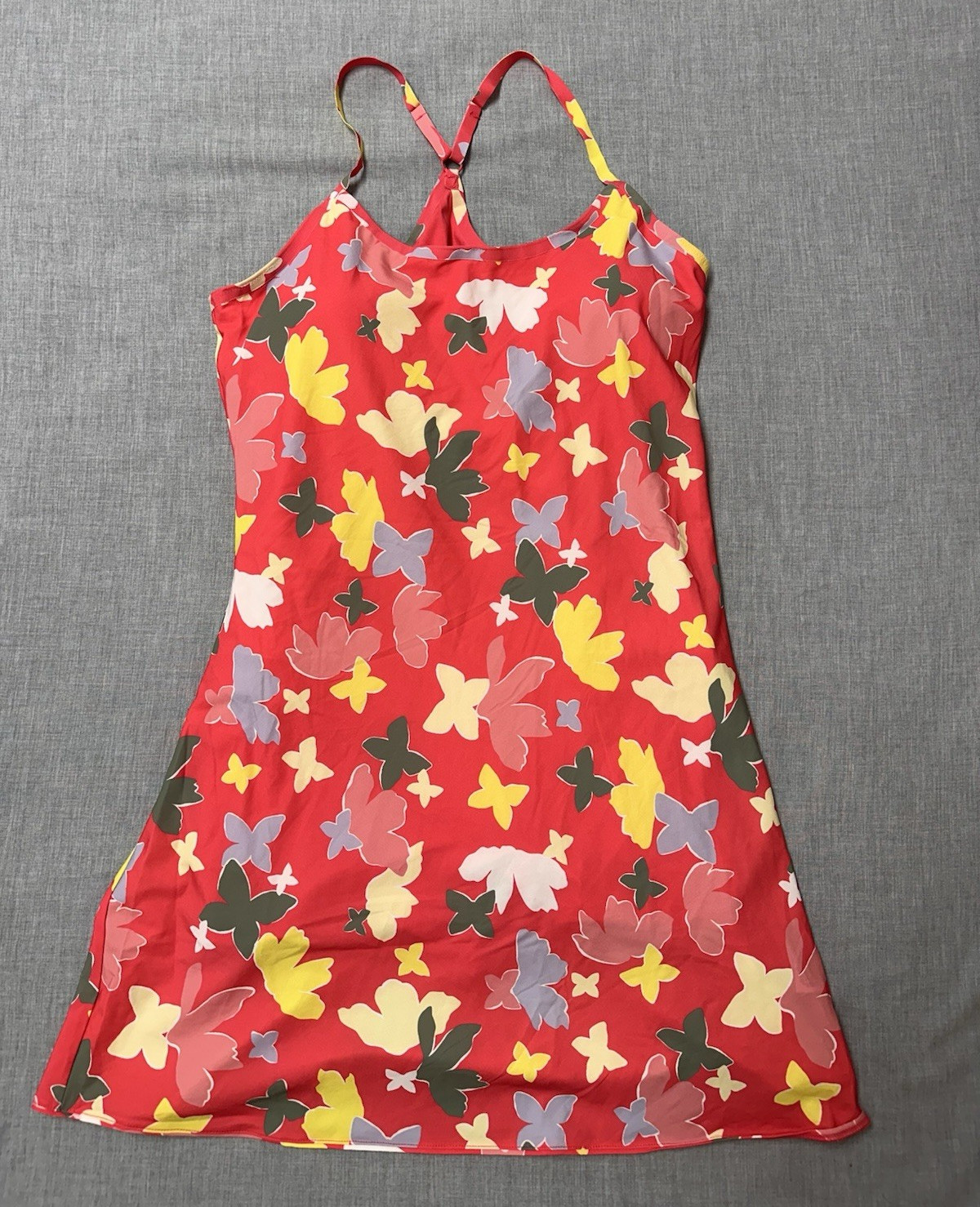 Outdoor Voices Athletic Dress Sz XL Red Floral Adjustable Strap