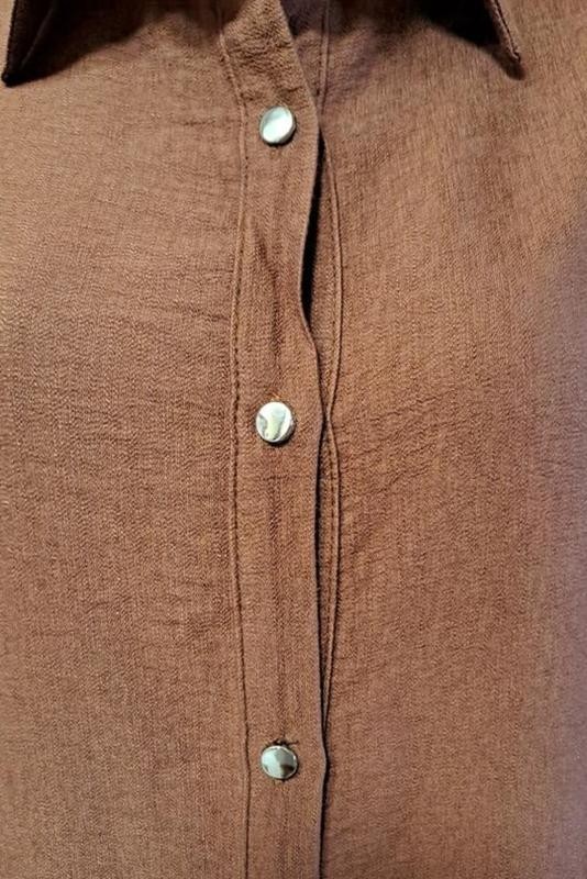 Minimalist Brown Collared Button Up MIDI Dress Size 38