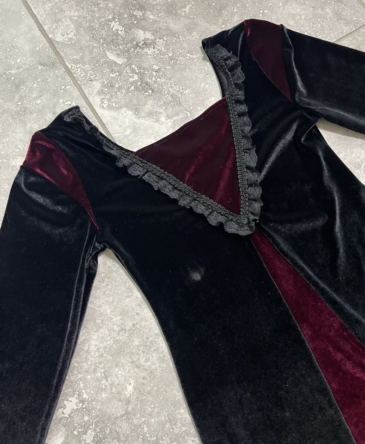 Cykxtees VTG 90S Goth Renaissance Medieval Vampire Velvet Dress Gown M L