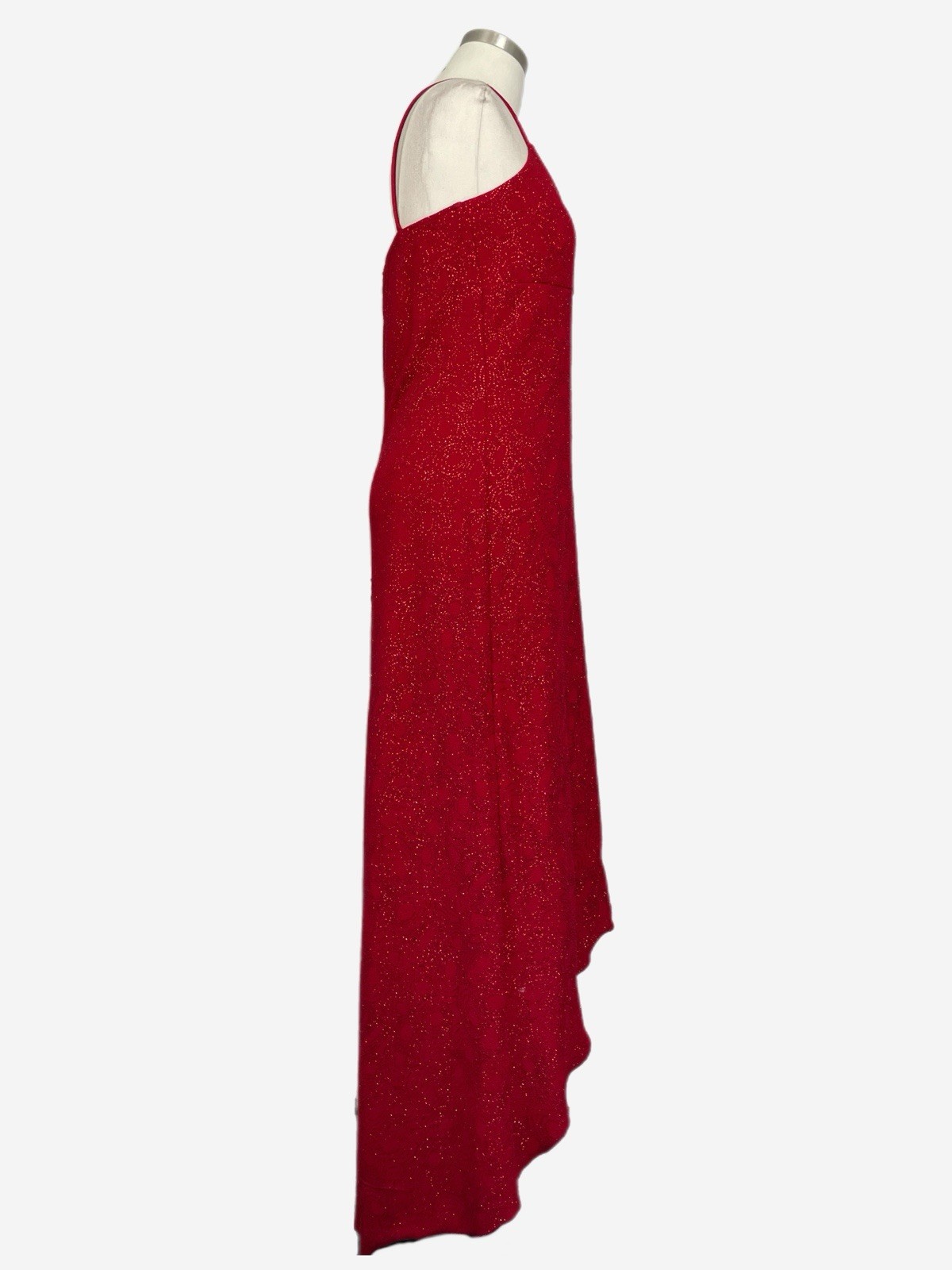 Vintage Y2K Hyphen NWT Red swirl glitter asymmetric stretch slip midi dress M/L