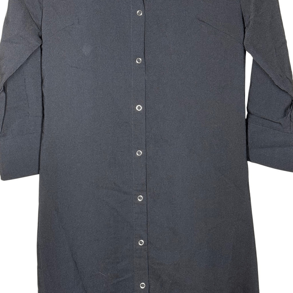 Vintage Chesley Black Long Sleeve Button Up Dress Shirt Collared Snap Closure