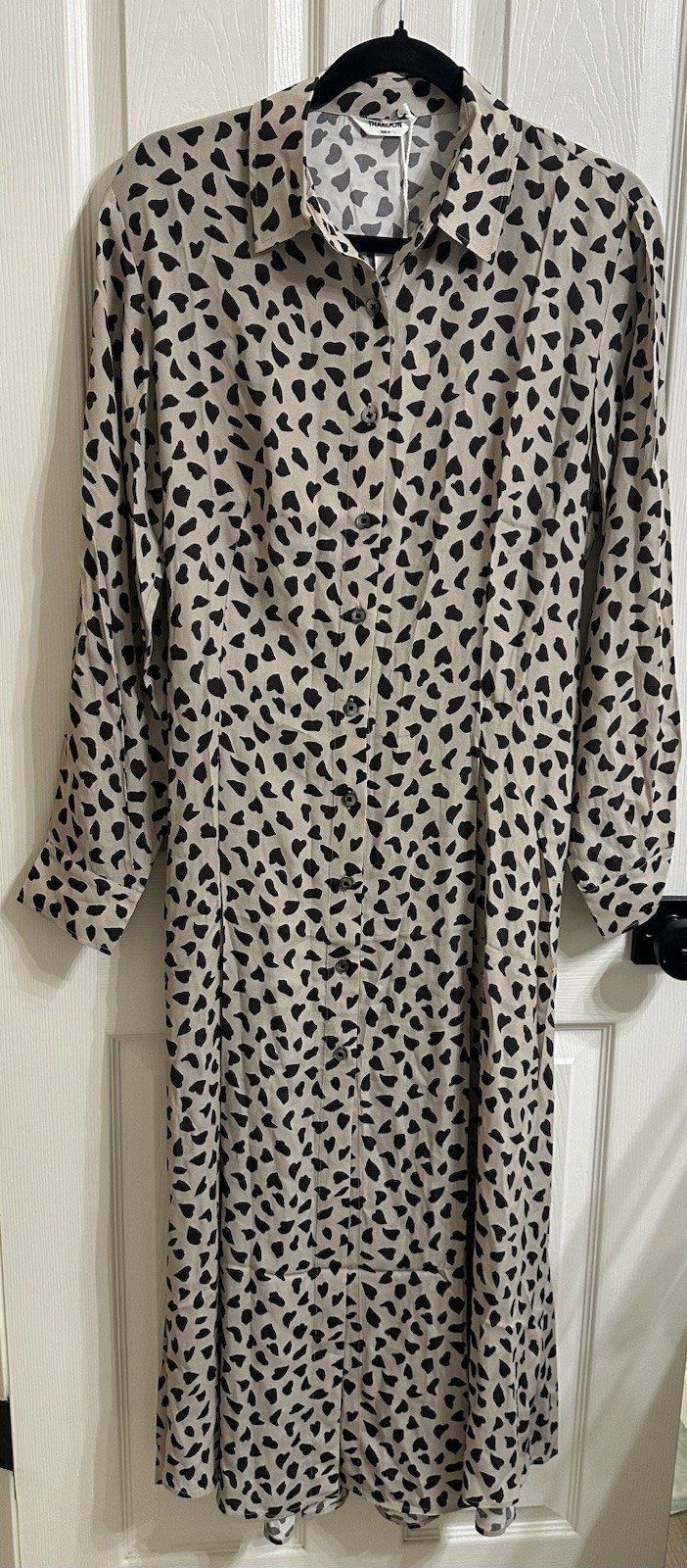 Thakoon Beige Shirt Dress with Black Abstract Spot Print Size 6