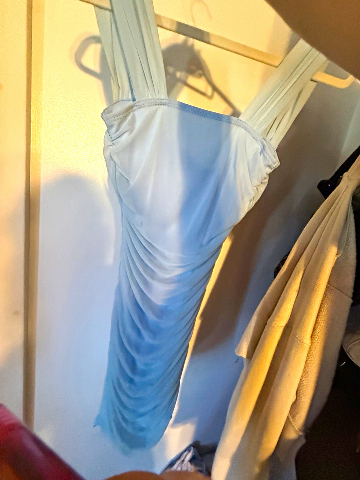 Windsor Light Blue Ruched Stretchy Sleeveless Bodycon Midi Dress S