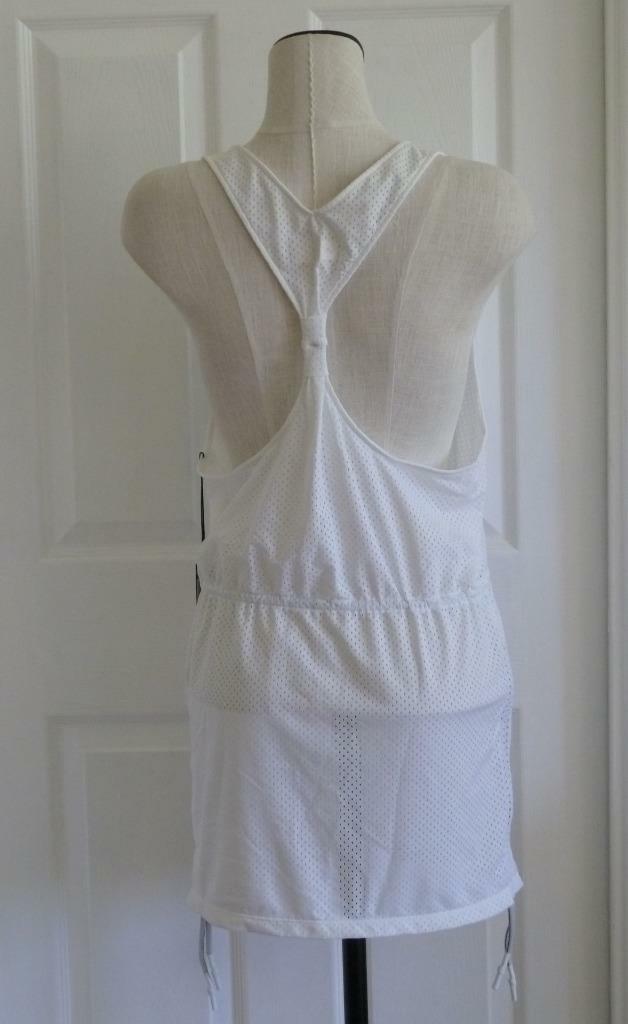NWT LOLE Paloma White Ruched Drawstring Sides & Waist Razorback Dress/Coverup S